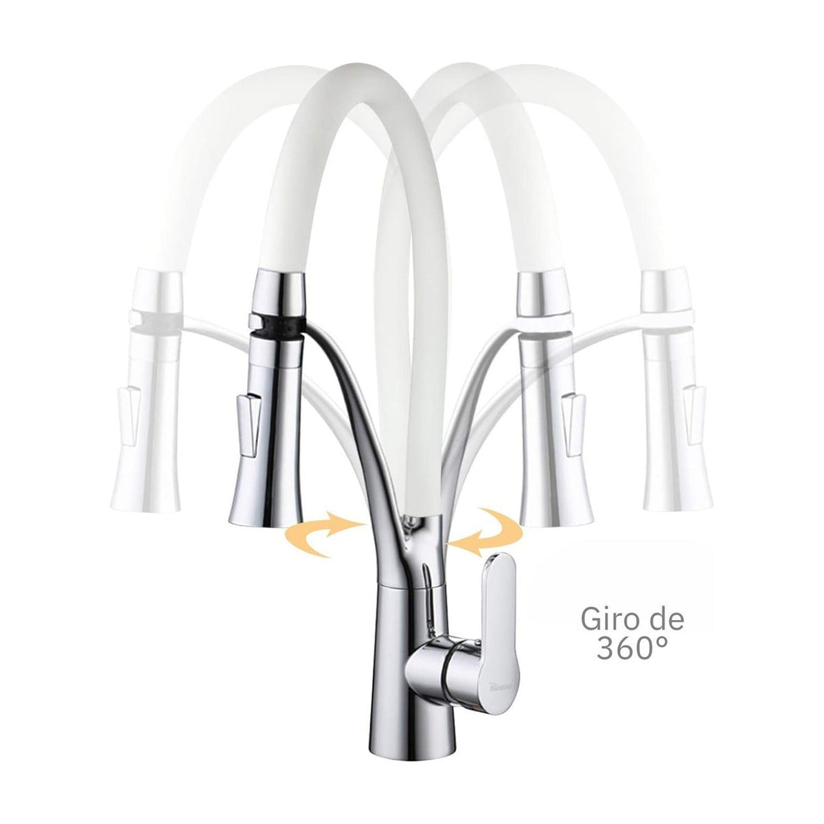 Griferia Monocontrol para Lavaplatos - Cuello Ajustable en Bronce Cromado - Blanco - imagen 2