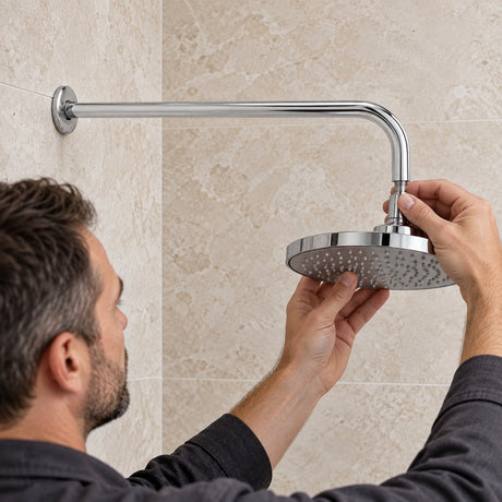 Tubo para Regadera de Pared de 37 cm en Acero Inoxidable Cromado