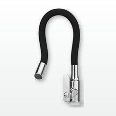 Llave Flexible Para Lavaplatos Negra Y Cromada