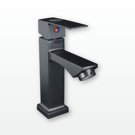 Llave sencilla baja para lavamanos en zinc negro