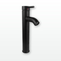 Mezclador Alto Para Lavamanos En Acero Negro Con Manija De Zinc