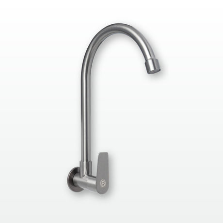 Llave sencilla de pared en acero inoxidable gris