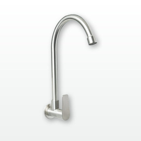 Llave sencilla de pared en acero inoxidable satinado con palanca
