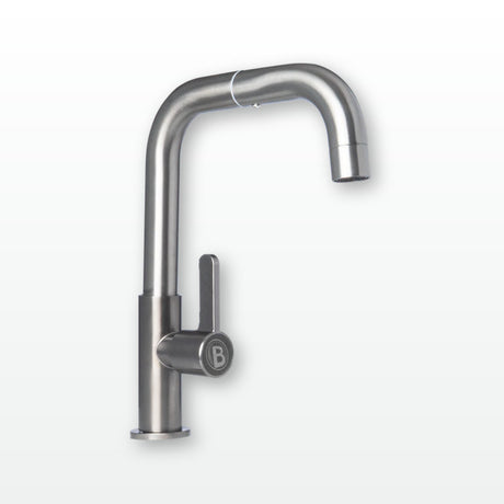 Llave sencilla de pared en acero negro con manija de ABS
