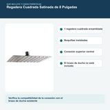 Contenido y características del regadera cuadrada satinada de 8 pulgadas