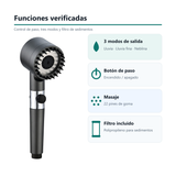 Tres modos de la teleducha, botón de encendido y apagado y filtro de sedimentos