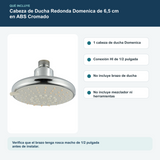 Contenido y características del cabeza de ducha redonda domenica de 6,5 cm en abs cromado