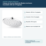 Diagrama o datos verificados del cabeza de ducha redonda modern de acero inoxidable 304 de 8 pulgadas