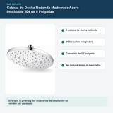 Contenido y características del cabeza de ducha redonda modern de acero inoxidable 304 de 8 pulgadas
