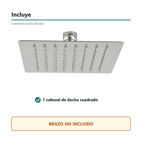 Cabezal de Ducha Cuadrado de 15 cm en Acero Inoxidable Cromado