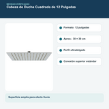 Formato y medidas del cabezal cuadrado de 12 pulgadas