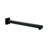 Brazo de Ducha Negro de Acero Inoxidable de 40 cm completo sobre fondo blanco profesional