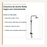 Altura, plato superior y teleducha de la columna de ducha Notte