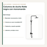 Componentes incluidos con la columna de ducha Notte negra
