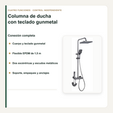Componentes y conexiones incluidos con la columna de ducha gunmetal