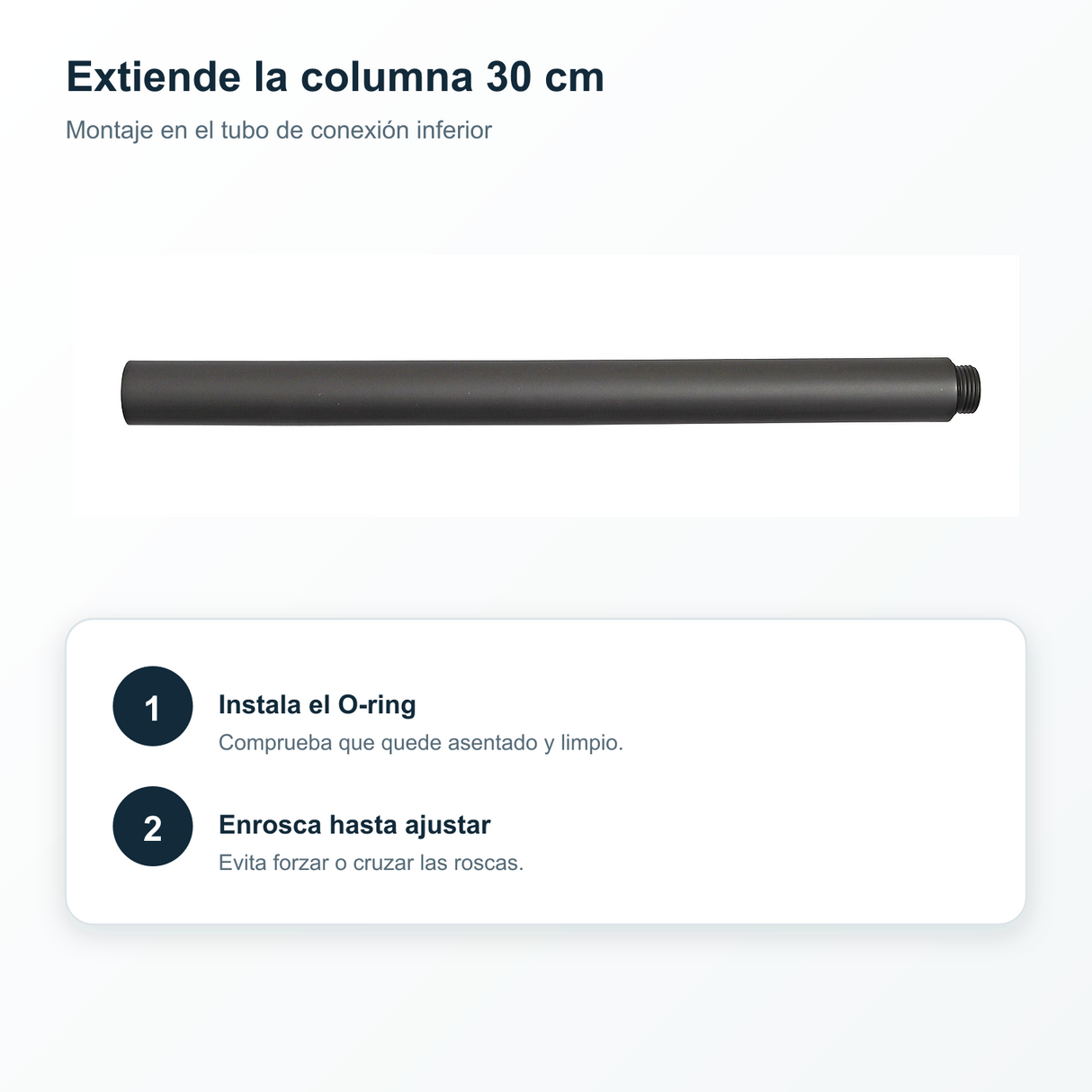Instalación del tubo de extensión en columna de ducha con teclado
