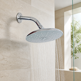 Set de Ducha Redondo Domenica de 16 cm con Brazo de 14 cm instalado en un ambiente moderno y bien iluminado
