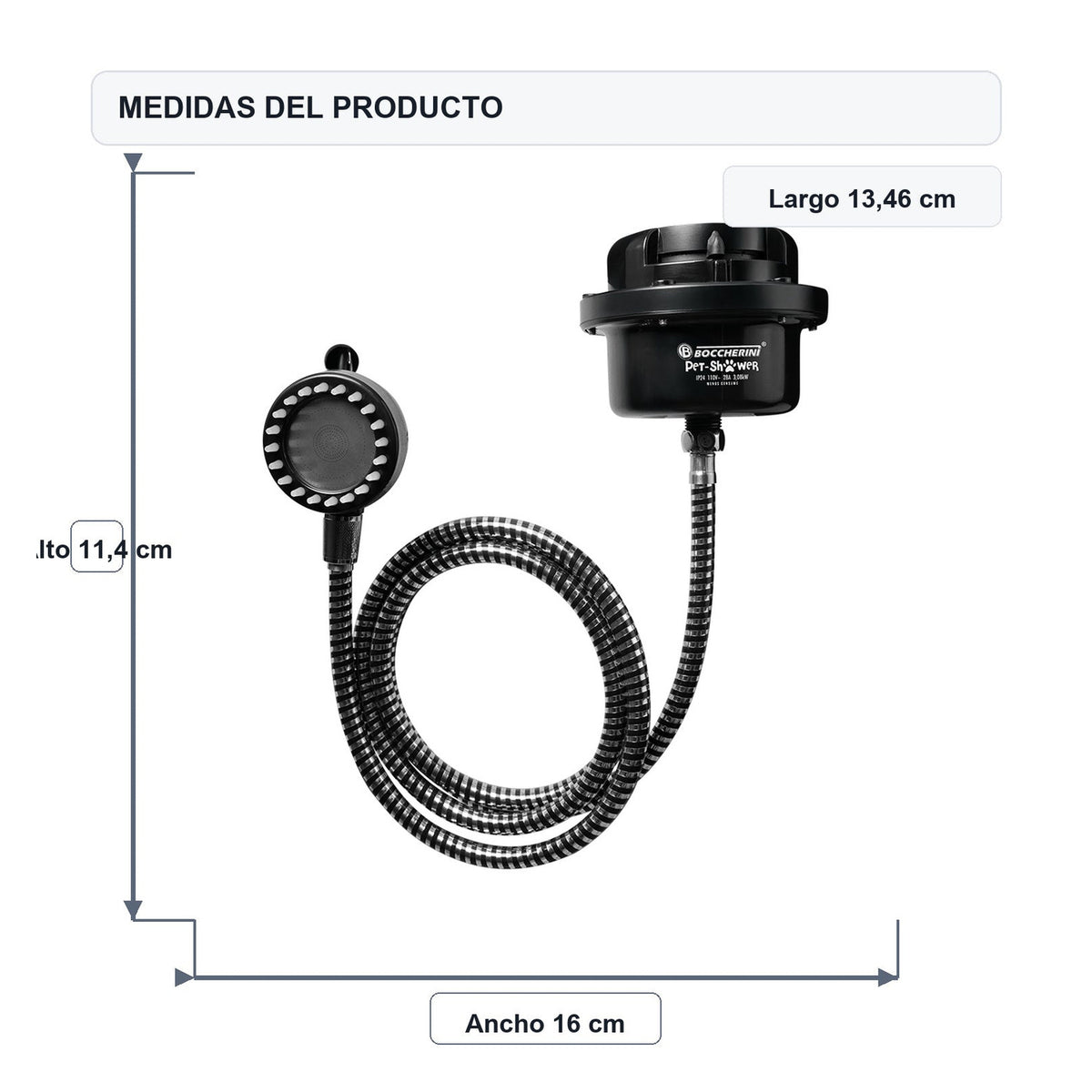 Medidas del producto: Ducha Eléctrica Fusion PET Negra 110V