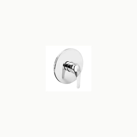 Registro monocontrol para ducha con escudo redondo en acero inoxidable