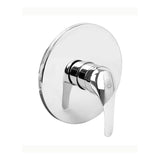 Registro monocontrol para ducha con escudo redondo en acero inoxidable sobre fondo claro