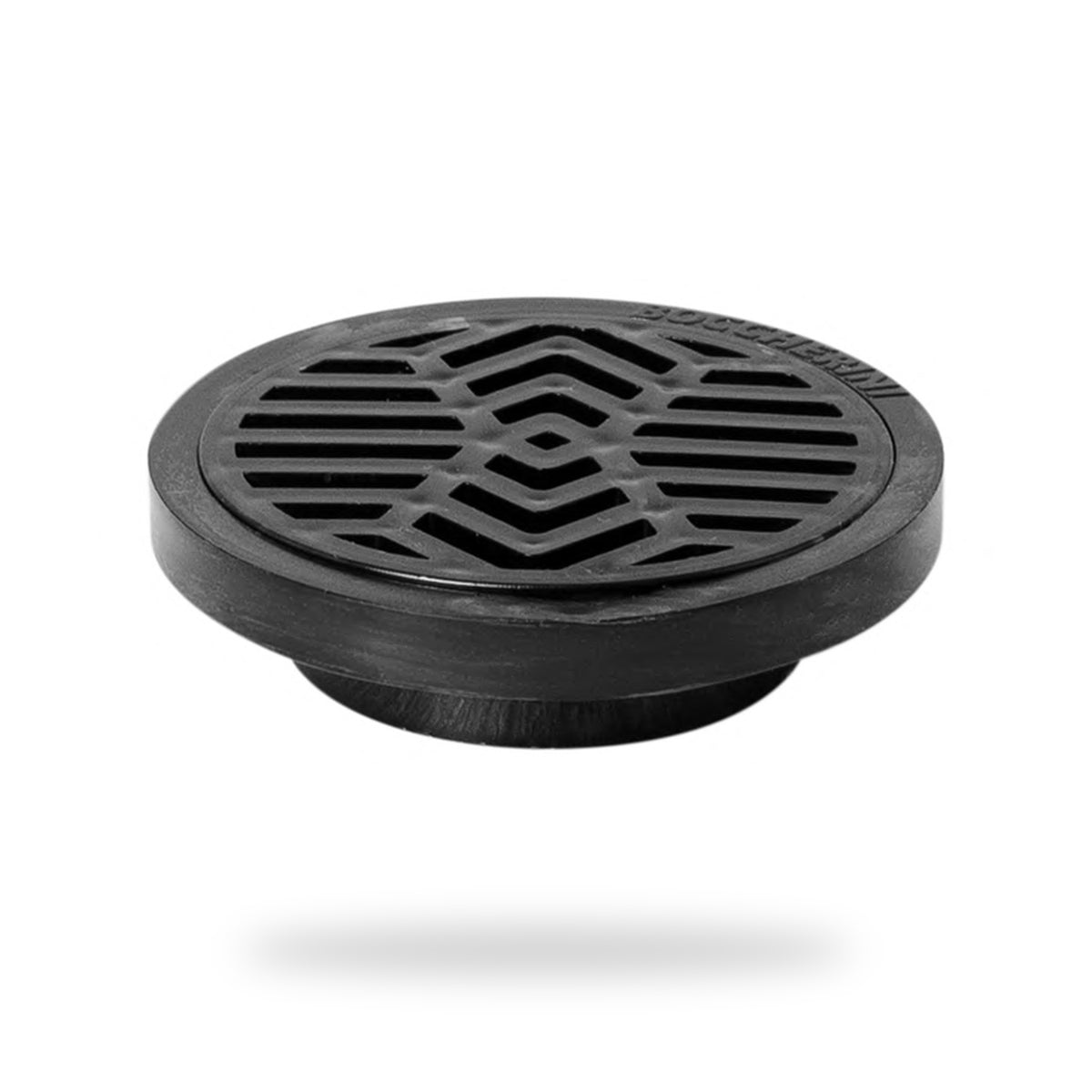 Rejilla De Piso En PVC Negra Con Diseño Radial 3 × 2 cm - producto sobre fondo blanco