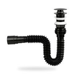 Sifón Flexible Con Push Para Lavamanos Negro