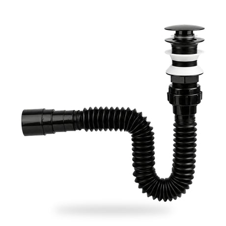 Sifón Flexible Con Push Para Lavamanos Negro