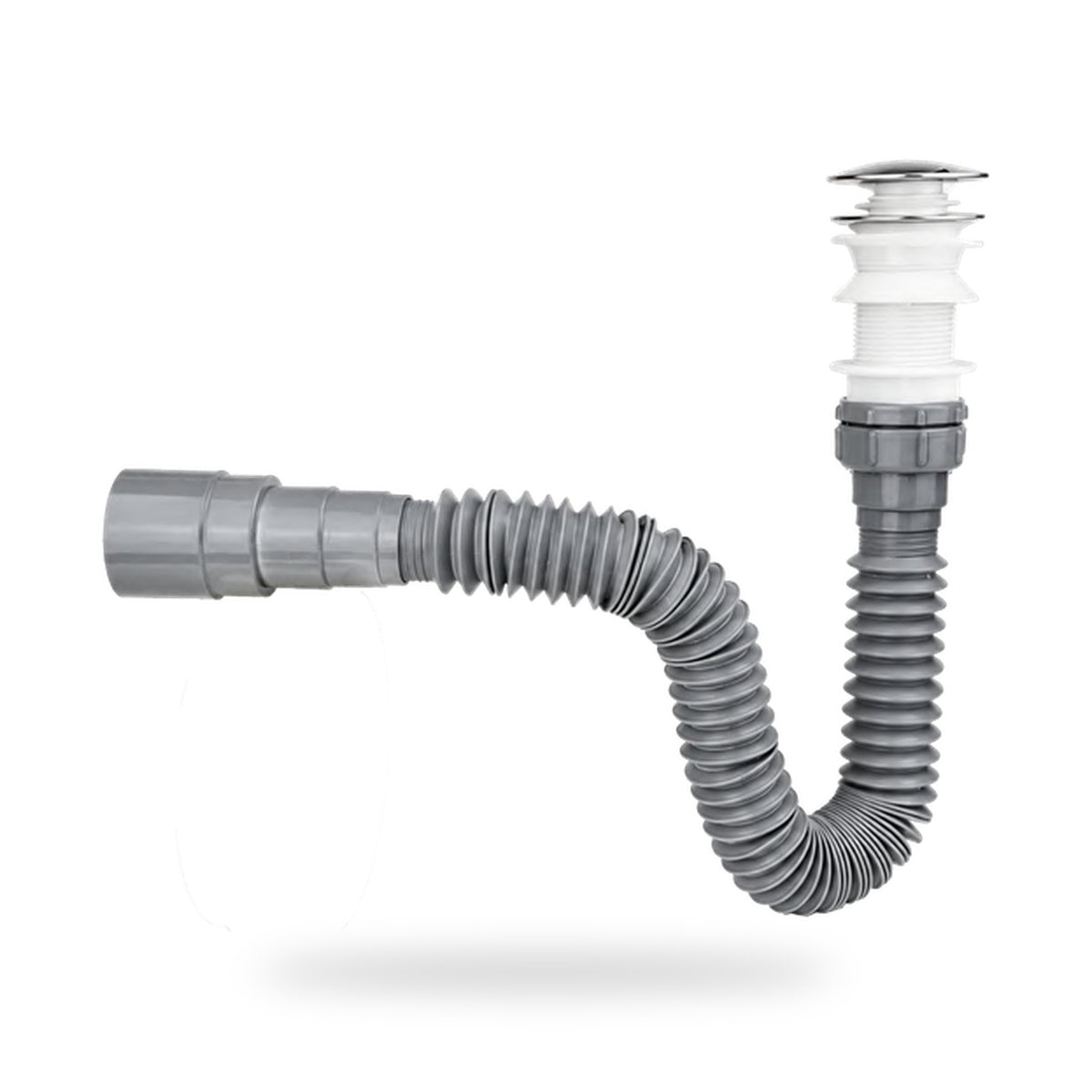 Sifón Flexible Con Push Para Lavamanos Gris Y Cromado - imagen 3