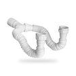 Sifón flexible doble SFDN-01 blanco, producto completo sobre fondo blanco