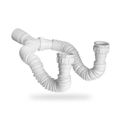 Sifón Flexible Doble Nacional Blanco Para Lavaplatos