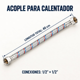 Medidas del acople YW006: 40 cm de longitud y conexiones de media pulgada