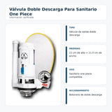 Medidas e información de válvula doble descarga para sanitario one piece
