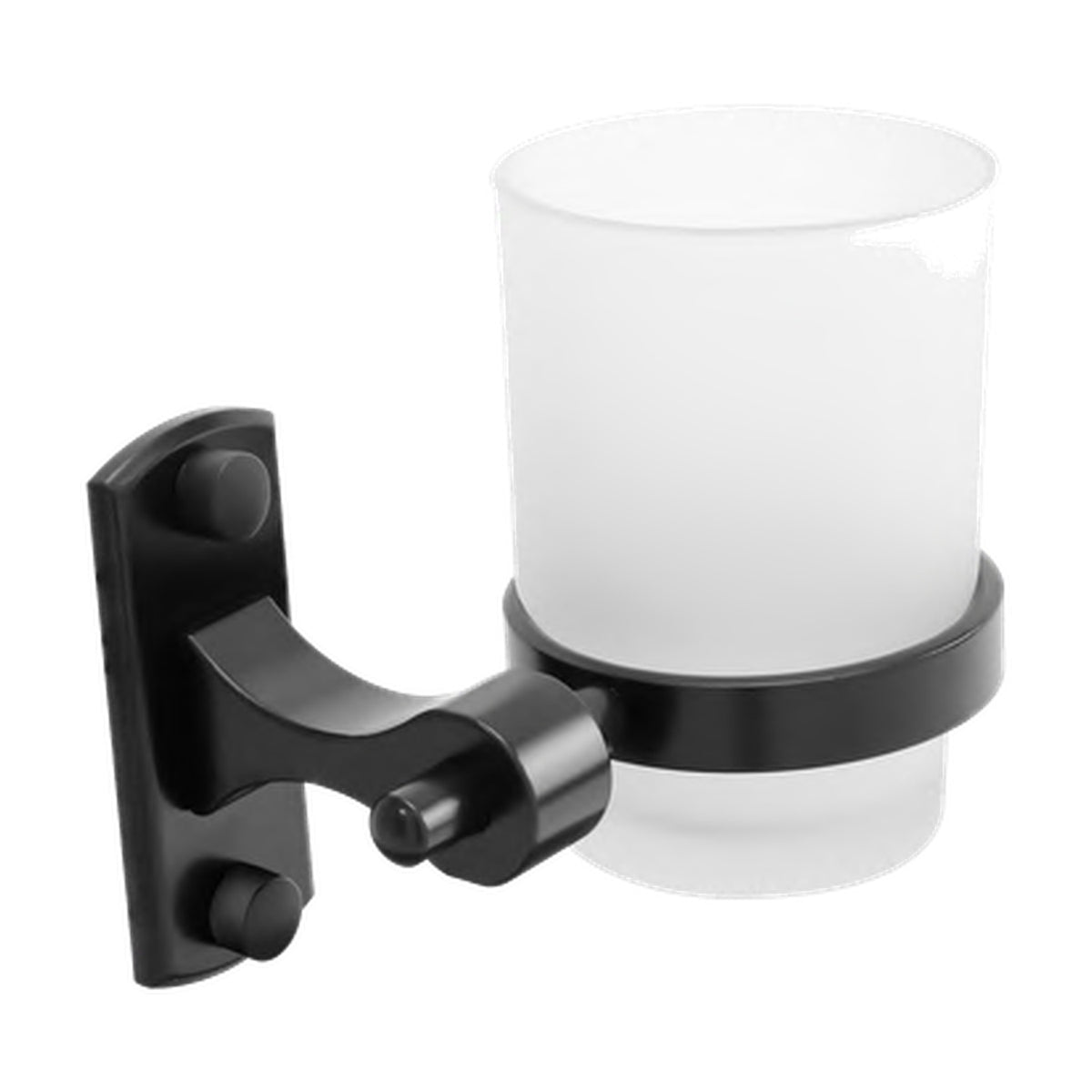 Portavaso con soporte de aluminio negro sobre fondo blanco
