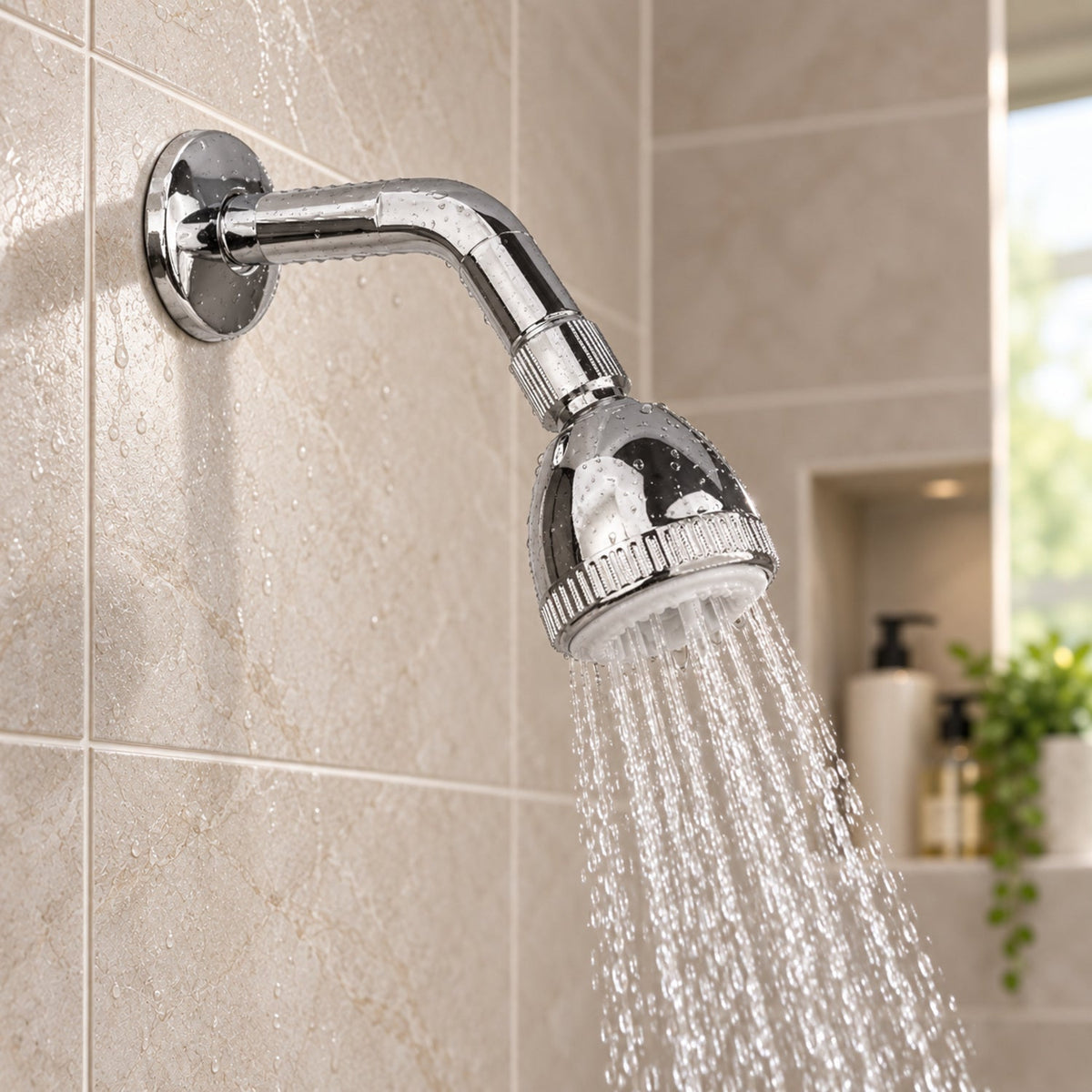 Detalle de ducha YW263 instalada y en funcionamiento