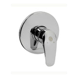 Registro monocontrol para ducha en ABS cromado con escudo redondo sobre fondo claro
