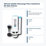 Medidas e información de válvula doble descarga para sanitario de dos piezas