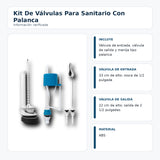 Componentes y medidas de kit de válvulas para sanitario con palanca