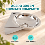 Detalle del lavamanos de acero 304 calibre 20