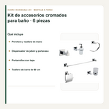 Qué incluye el kit cromado de seis accesorios para baño