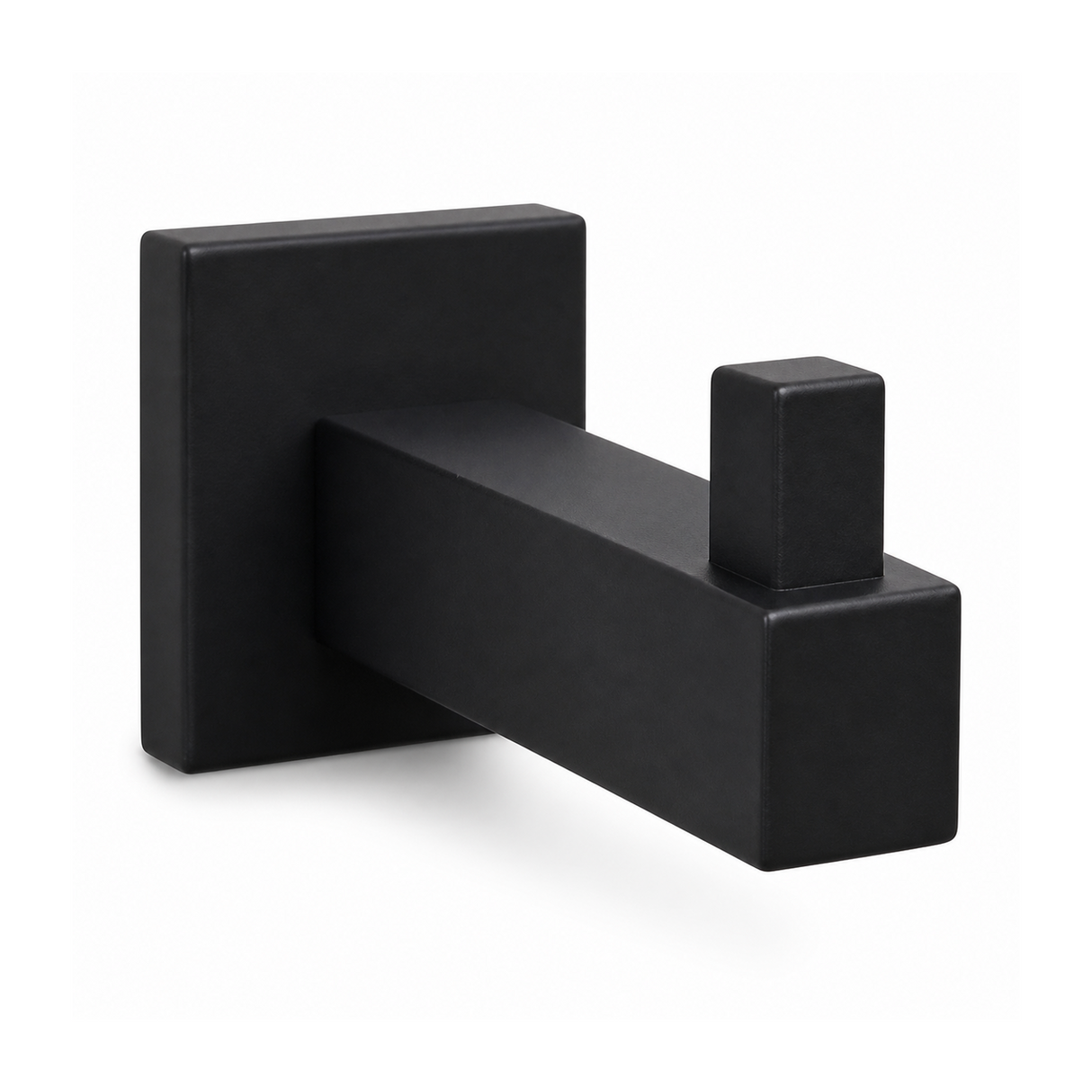 Perchero de baño negro satinado completo sobre fondo blanco