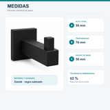 Medidas verificadas del perchero: 55 mm de alto, 76 mm de profundidad y base de 50 mm