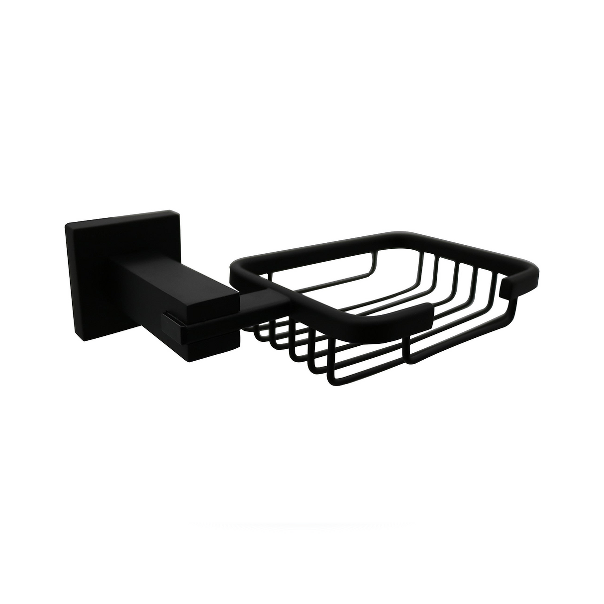 Jabonera de Rejilla Negra de Zamak para Baño completo sobre fondo blanco profesional