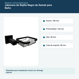 Medidas y datos verificados del jabonera de rejilla negra de zamak para baño