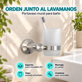 Características del portavaso mural TAUMM con soporte de acero inoxidable 201 y vaso esmerilado