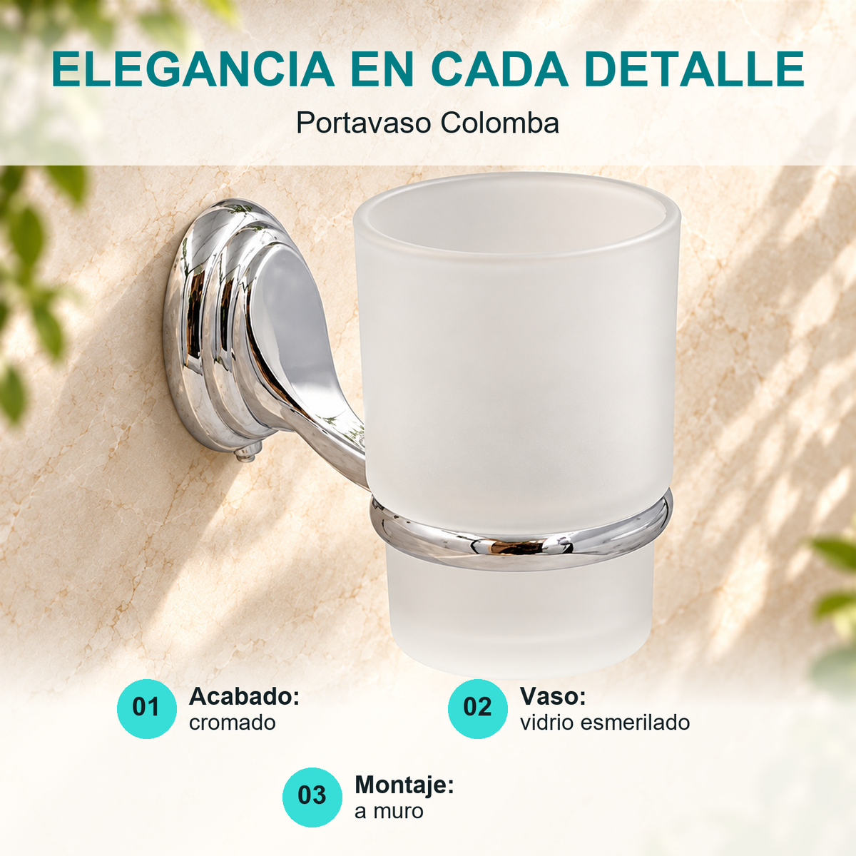 Portavaso Colomba cromado - caracteristicas