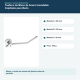 Medidas y datos verificados del toallero de mano de acero inoxidable cepillado para baño