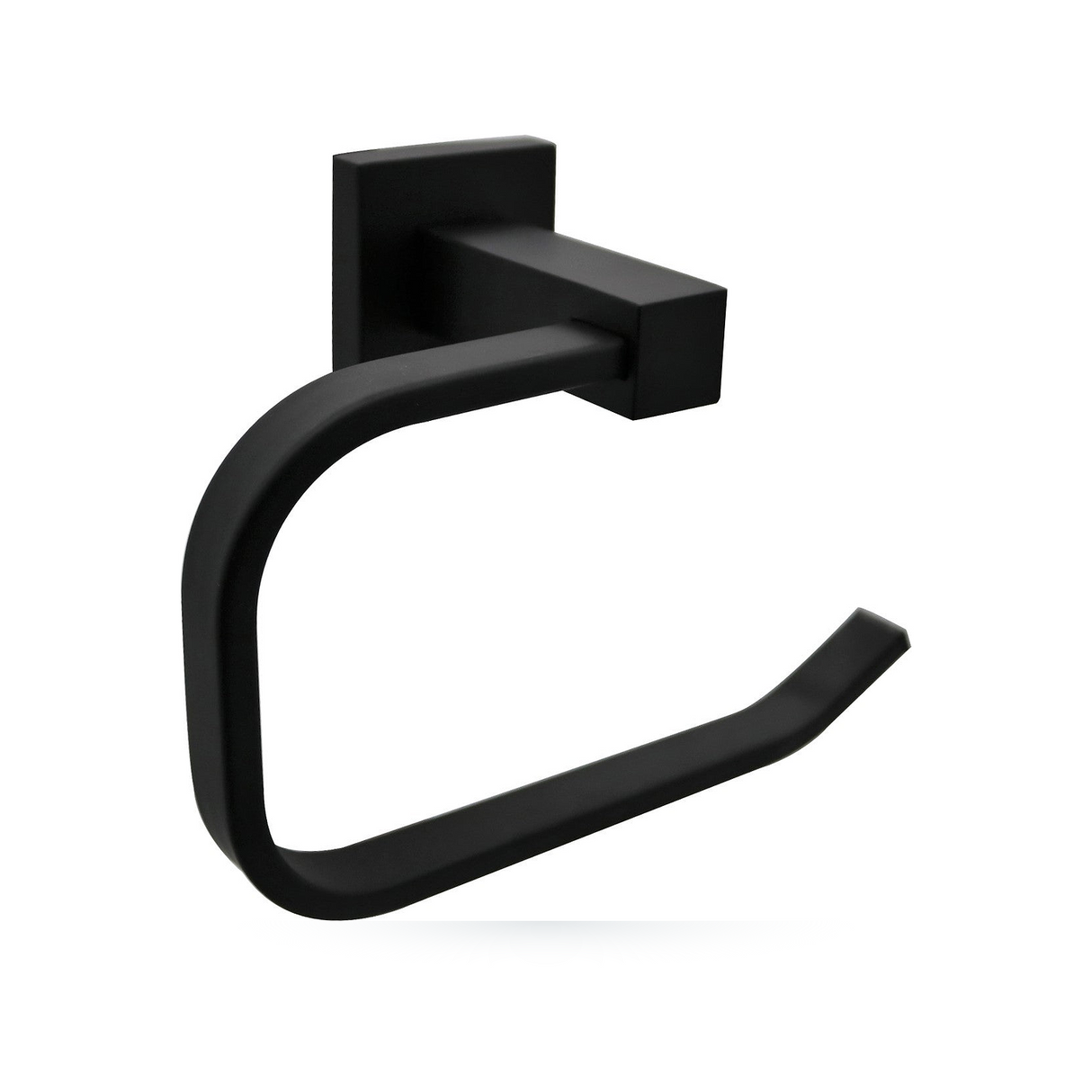 Toallero de Mano Schwarz Negro Satinado para Baño completo sobre fondo blanco profesional