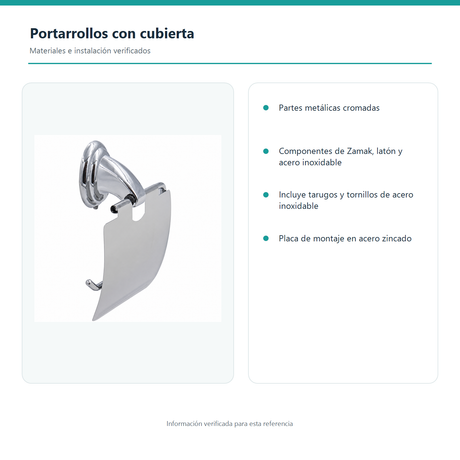 Portarrollos Cromado Colomba con Cubierta