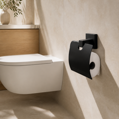 Portarrollos Schwarz Negro Satinado con Tapa para Baño