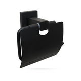 Portarrollos Schwarz Negro Satinado con Tapa para Baño completo sobre fondo blanco profesional